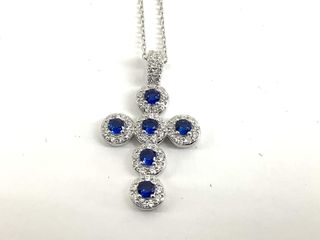 cadena plata 925mm con piedra con circonita 19 2.5cm