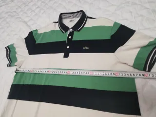 Polo Lacoste Talla XL Rayas Verde/Blanco