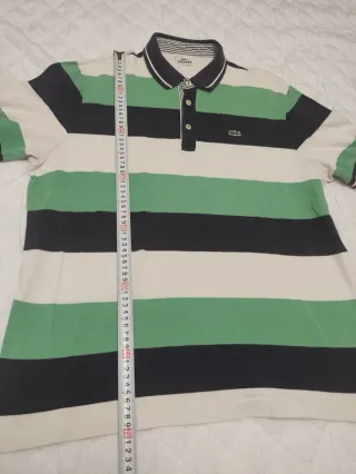 Polo Lacoste Talla XL Rayas Verde/Blanco