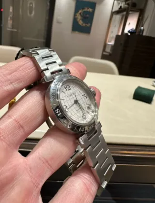 Reloj Cartier Pasha GMT Plata Blanco