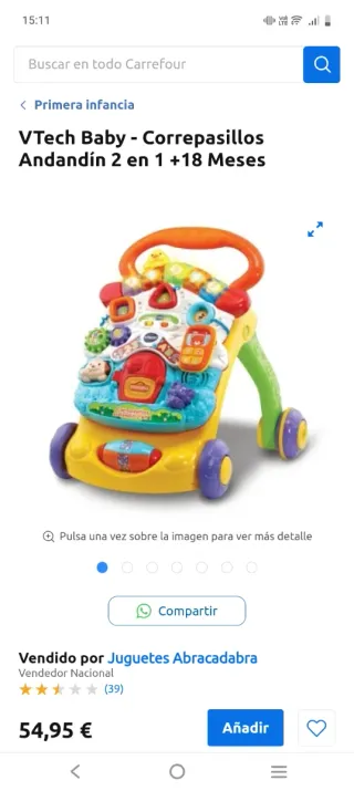 Andador bebé VTech con luces y sonidos