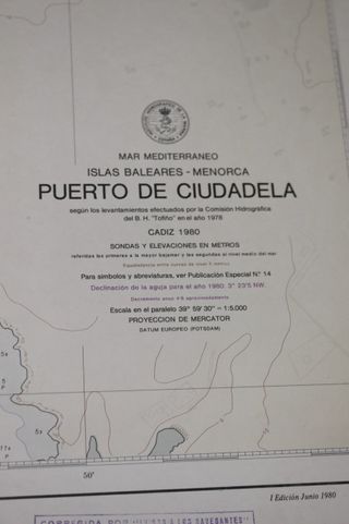 Carta de navegación Puerto de Ciudadela. 1980. 1:5000. 58 x 74 cm aprox.