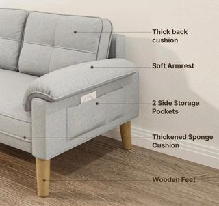 Sofá 2 plazas tela y madera