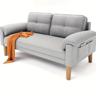 Sofá 2 plazas tela y madera