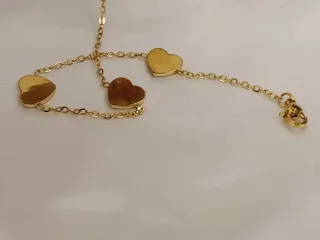 Pulsera Corazones Baño Oro Acero Inoxidable