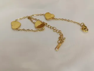 Pulsera Corazones Baño Oro Acero Inoxidable