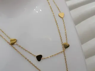 Collar Dorado Corazones Acero Inoxidable baño oro