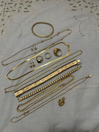 Lote bisutería antigua dorada