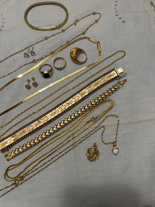 Lote bisutería antigua dorada