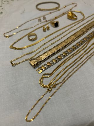 Lote bisutería antigua dorada