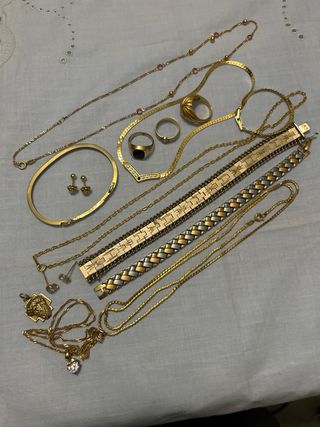 Lote bisutería antigua dorada