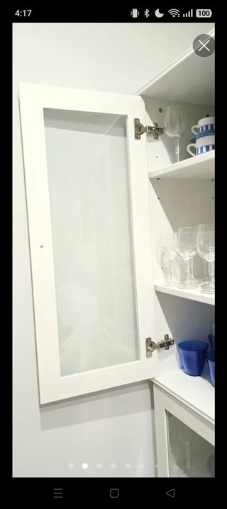 Vitrina y mueble TV madera y cristal