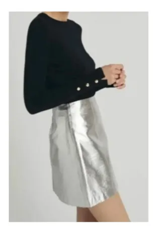 Falda plateada mini Talla S