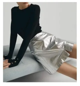 Falda plateada mini Talla S