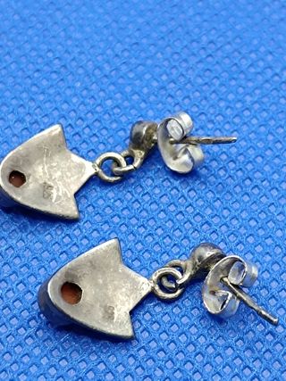 Pendientes Antiguos de Plata Ley 925 y Coral