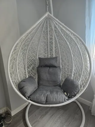 Sdraio Sospesa in Rattan Grigio