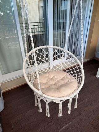 Sillón Colgante Macramé Beige