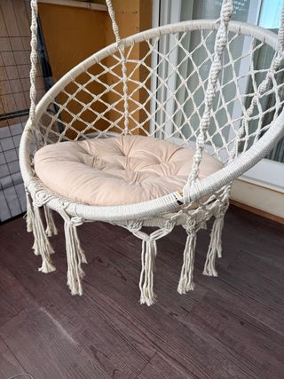 Sillón Colgante Macramé Beige