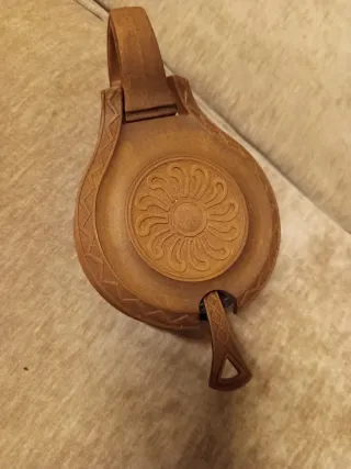 Zuccheriera antica in vetro e legno