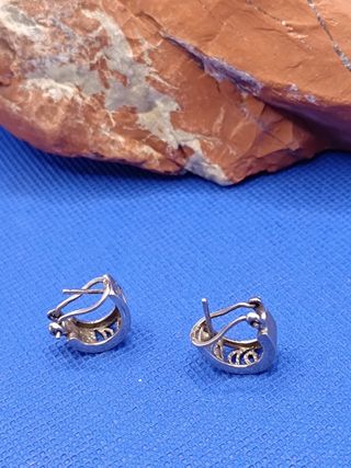 Pendientes Boton Antiguos de Plata Ley 925