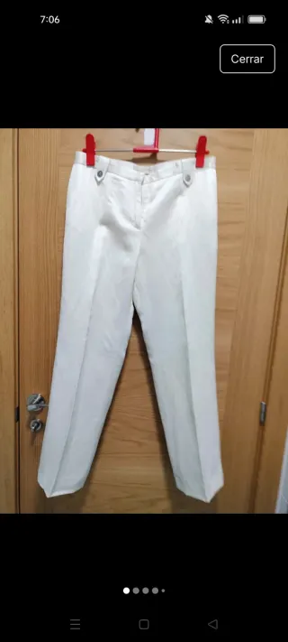 Pantalones Purificación García Blanco roto