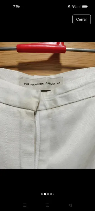 Pantalones Purificación García Blanco roto