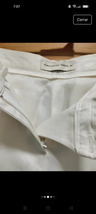 Pantalones Purificación García Blanco roto