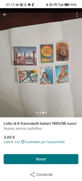 Lotto 6 francobolli 1995/96