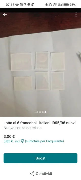 Lotto 6 francobolli 1995/96