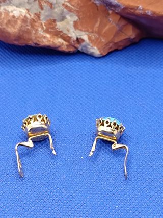 Pendientes Boton de Turquesa y Plata Ley 925