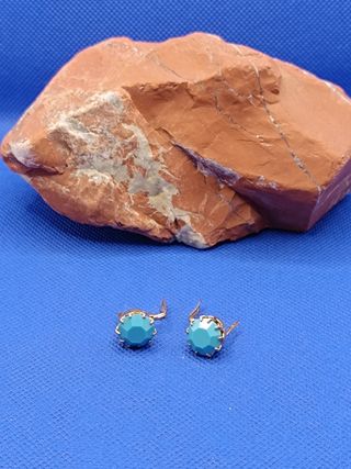 Pendientes Boton de Turquesa y Plata Ley 925