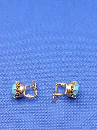 Pendientes Boton de Turquesa y Plata Ley 925