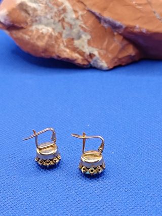 Pendientes Boton de Turquesa y Plata Ley 925