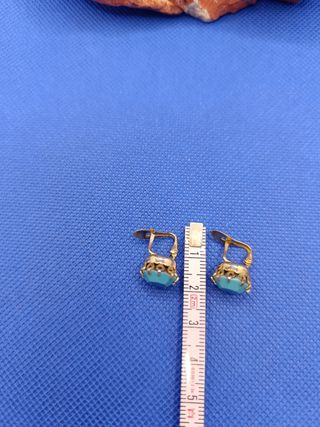 Pendientes Boton de Turquesa y Plata Ley 925