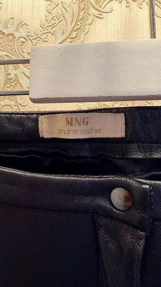 Pantalón Piel Mango Talla 40 Negro