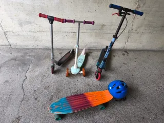 3 Monopattini e 1 Skateboard + casco