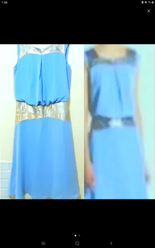 Vestido fiesta Tintoretto azul y dorado Talla 40