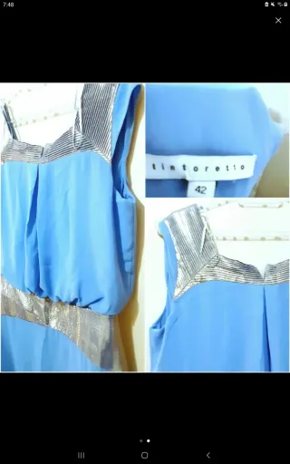 Vestido fiesta Tintoretto azul y dorado Talla 40