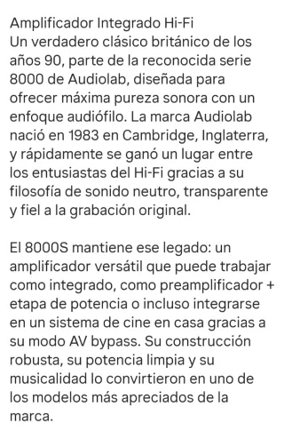 Amplificador Audiolab 8000 S Negro