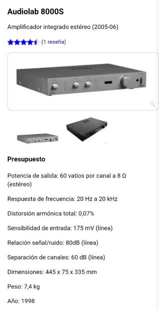 Amplificador Audiolab 8000 S Negro