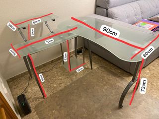 Mesa escritorio cristal y metal