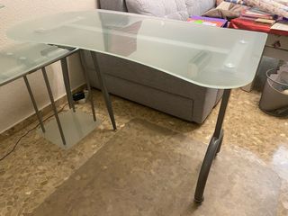 Mesa escritorio cristal y metal