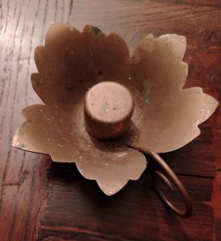 Portacandele vintage ottone foglia