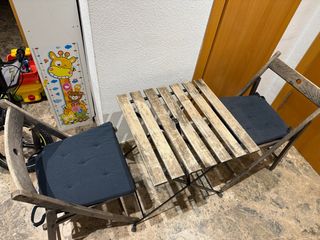 Mesa y Sillas Terraza Madera Plegables