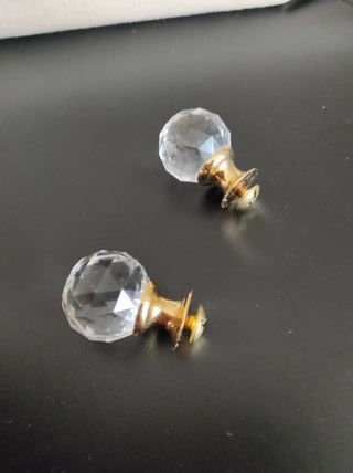 2 Tiradores Vintage Cristal y dorado