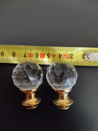 2 Tiradores Vintage Cristal y dorado