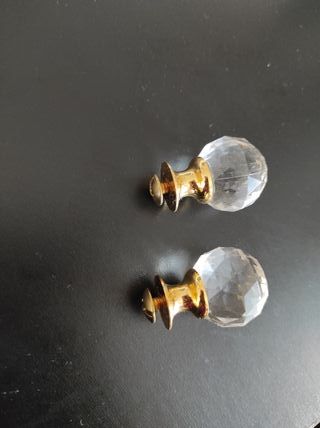 2 Tiradores Vintage Cristal y dorado