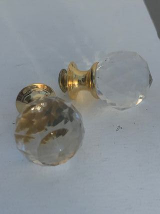 2 Tiradores Vintage Cristal y dorado