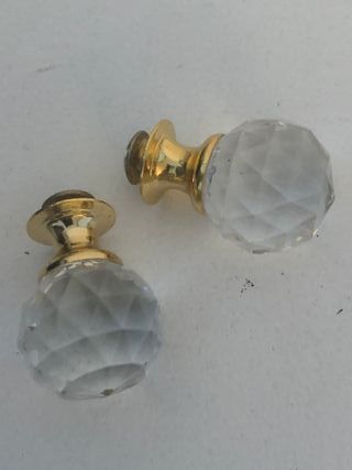 2 Tiradores Vintage Cristal y dorado