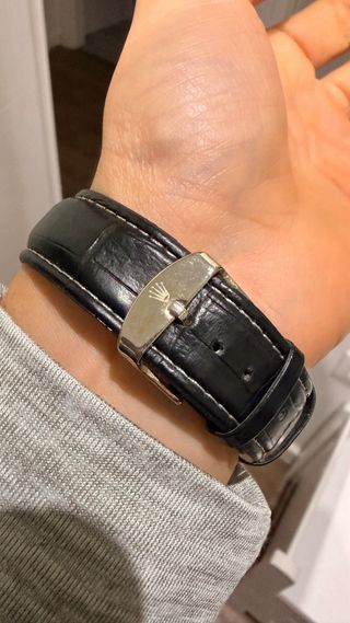 Reloj Oro Rosa Correa Negra